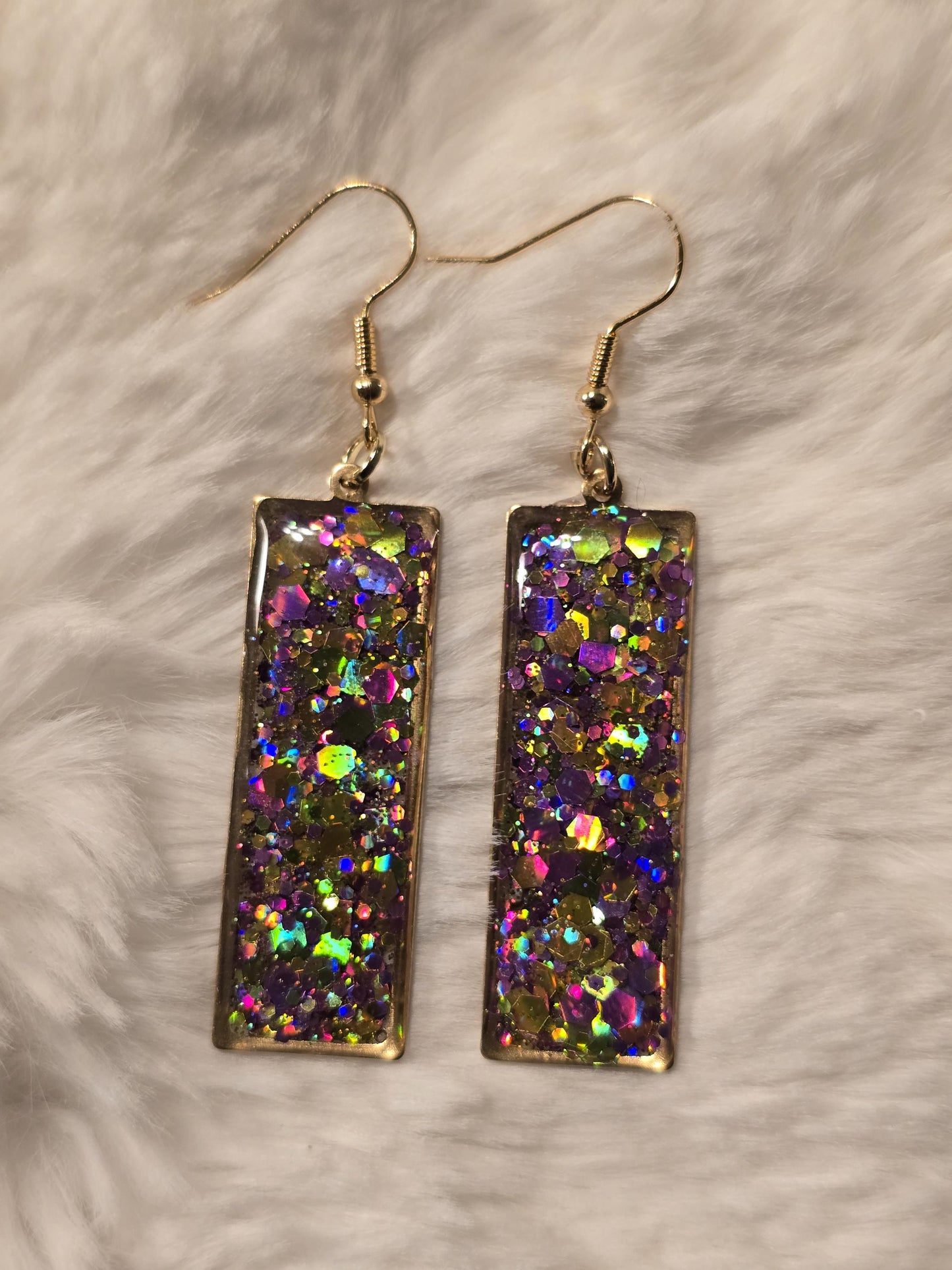 Mardi Gras Glitter Earrings