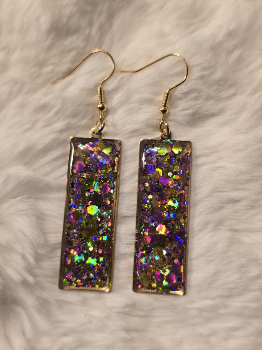 Mardi Gras Glitter Earrings