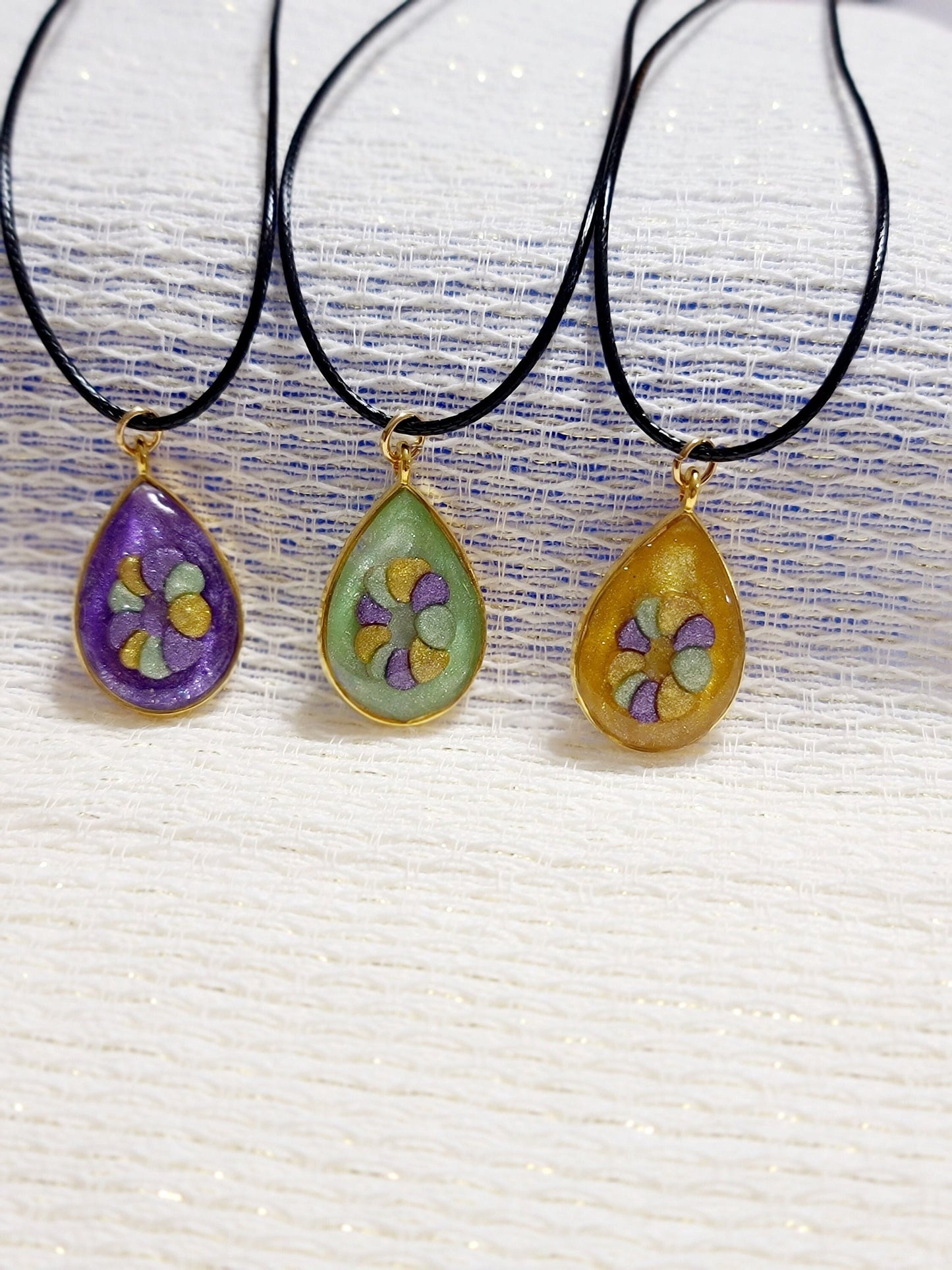 Mardi Gras King Cake Resin Necklace