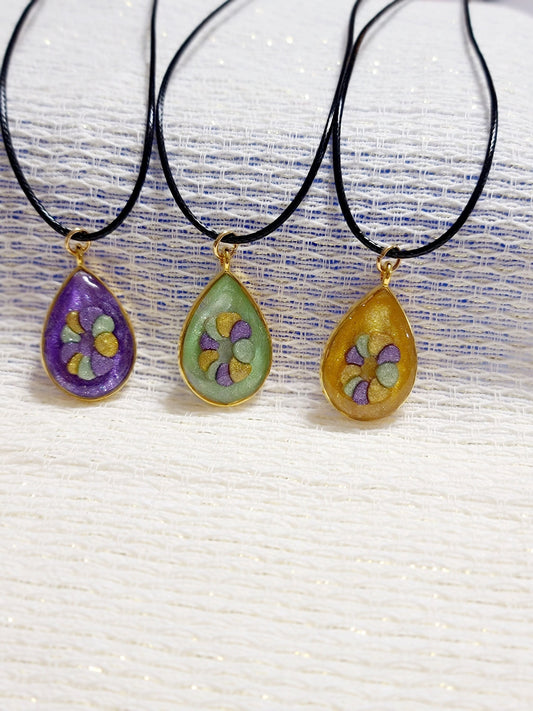 Mardi Gras King Cake Resin Necklace