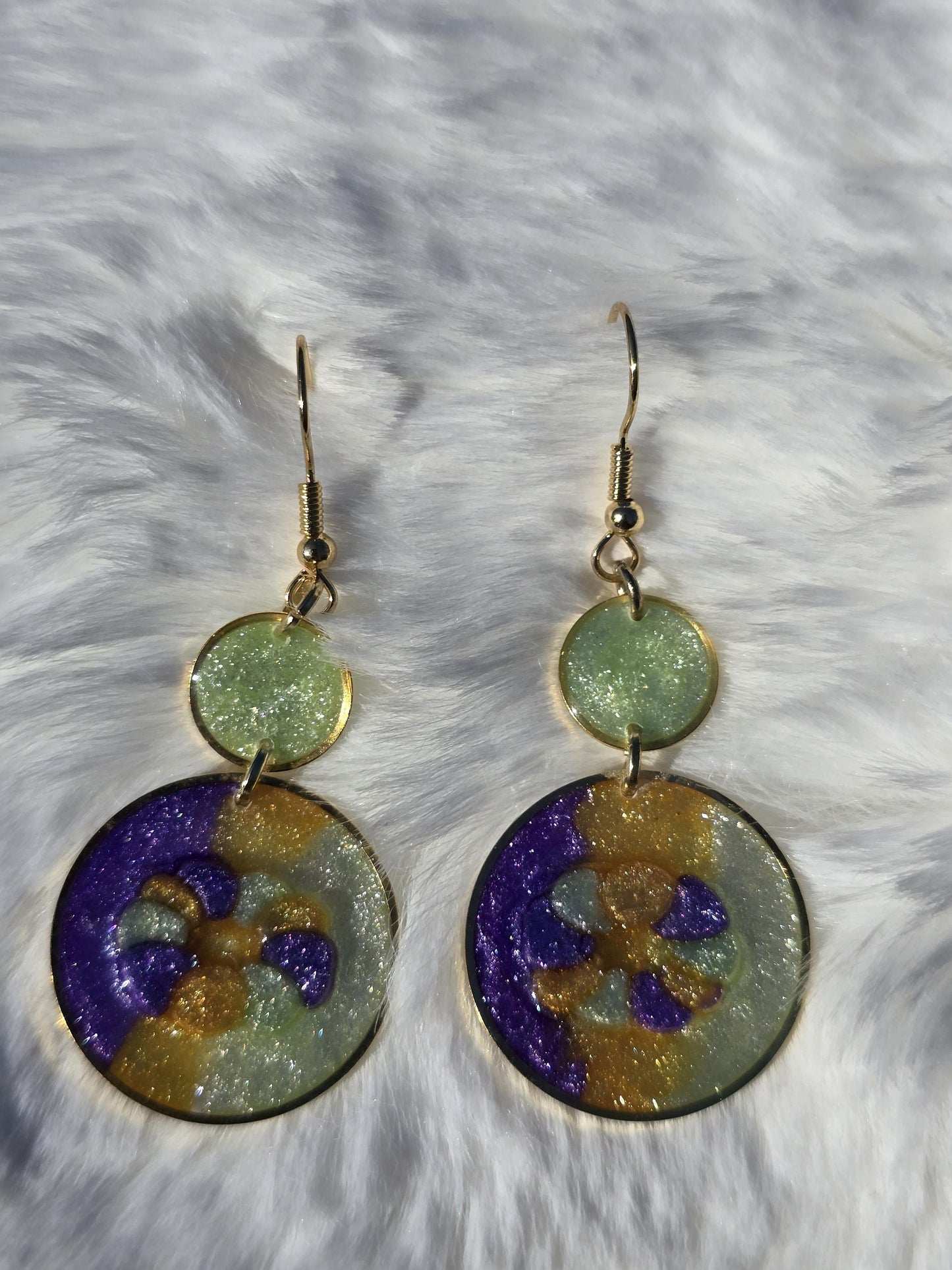 Mardi Gras King Cake Round Earrings