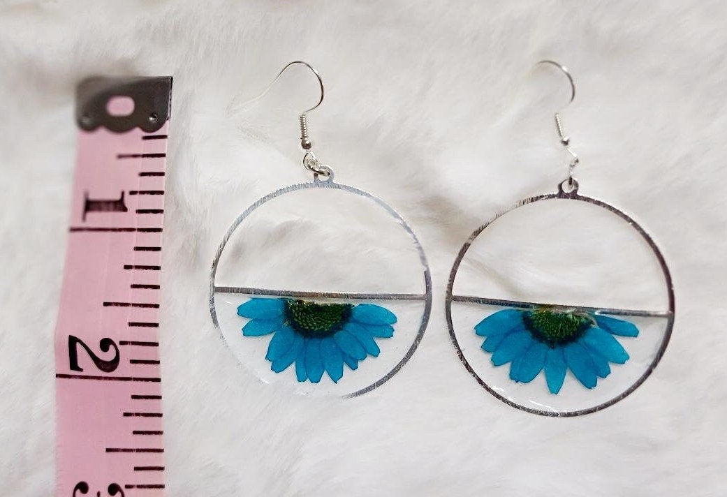 Blue Daisy Earrings