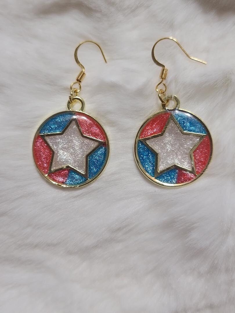 Patriotic White Star Earrings
