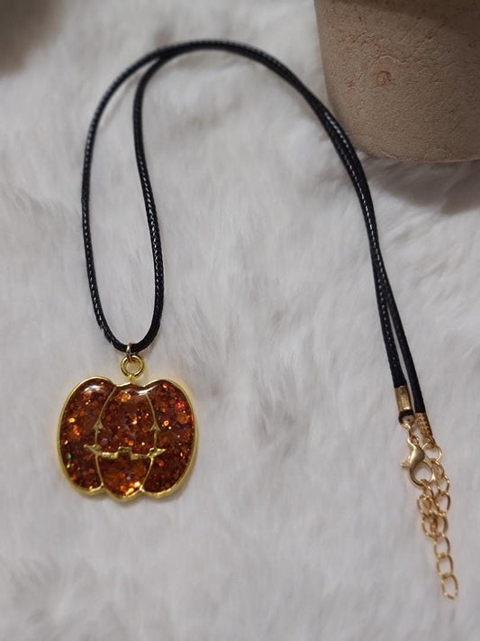 Orange glitter Pumpkin Necklace