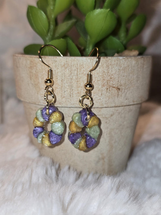 Mardi Gras King Cake Earrings
