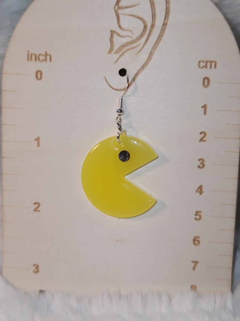 Retro Pac-Man & Ghost Resin Earrings